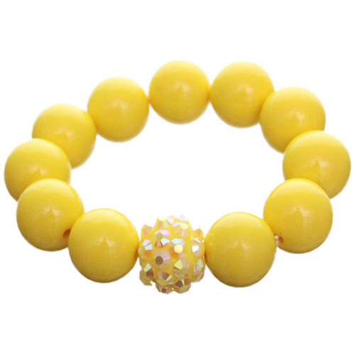Yellow Large Fireball Beaded Stretch Bracelet