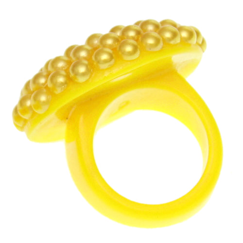 Yellow Large Beaded Fashion Ring