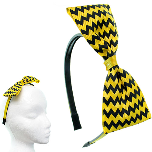 Yellow Zigzag Chevron Ribbon Bow Headband