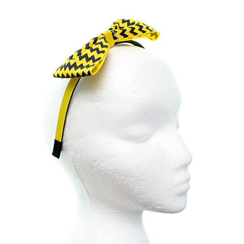 Yellow Zigzag Chevron Ribbon Bow Headband