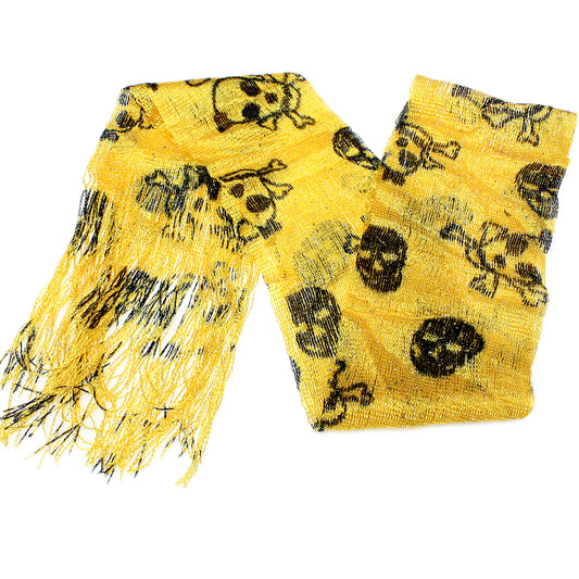 Yellow Lightweight 3 in 1 Toxic Skull Sheer Scarf