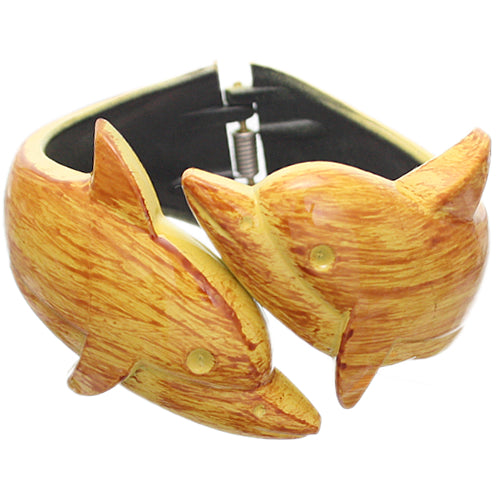 Yellow Dolphin Textured Hinged Bracelet
