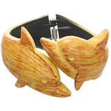 Yellow Dolphin Textured Hinged Bracelet
