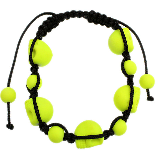 Yellow Skull Head Beaded String Bracelet