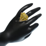 Yellow Diamond Shaped Rhinestone Adjustable Ring