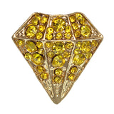 Yellow Diamond Shaped Rhinestone Adjustable Ring