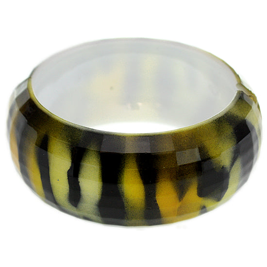 Yellow Glossy Zebra Stripe Hinge Bangle Bracelet