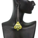 Yellow Large Gemstone Chain Earrings