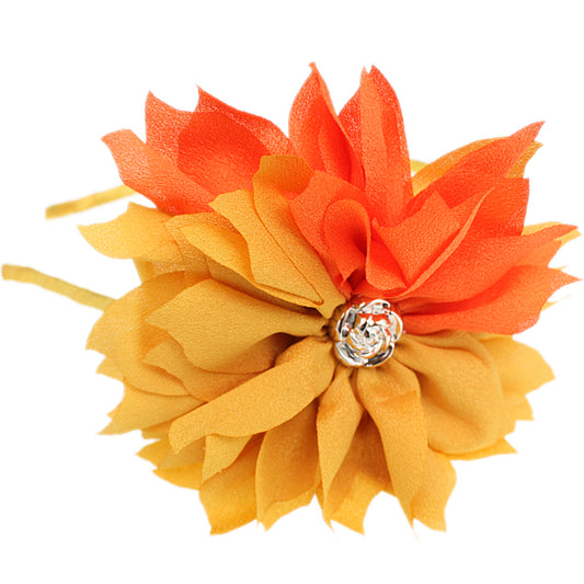Yellow Orange Floral Fabric Headband