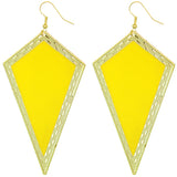 Yellow Inverted Triangular Geometric Earrings