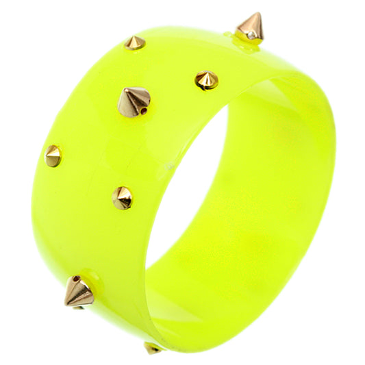 Yellow Spiked Bangle Bracelet