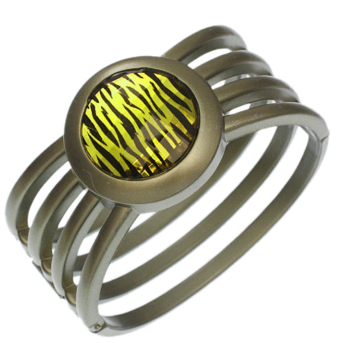 Yellow Zebra Gemstone Hinged Bracelet