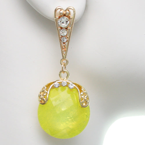 Yellow Iridescent Large Gemstone Post Earrings