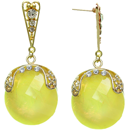 Yellow Iridescent Large Gemstone Post Earrings