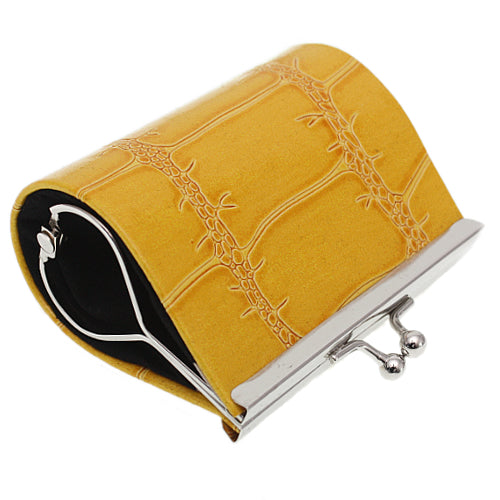 Yellow Glossy Faux Leather Kisslock Coin Purse