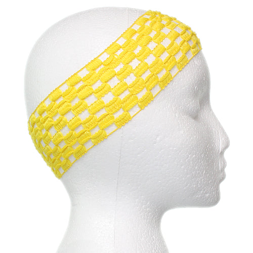 Yellow Knit Crochet Stretch Headband