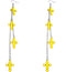 Yellow Long Chain Cross Earrings