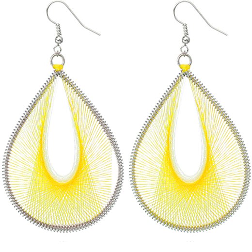 Yellow thread teardrop earrings