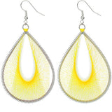 Yellow thread teardrop earrings