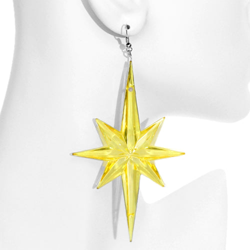 Yellow Large Translucent Shooting Star Earrings