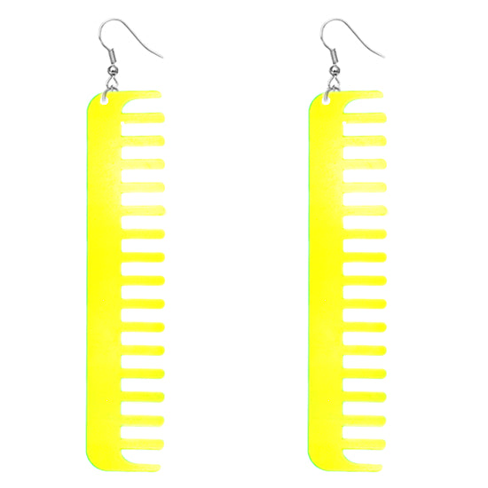 Yellow Transparent Comb Earrings