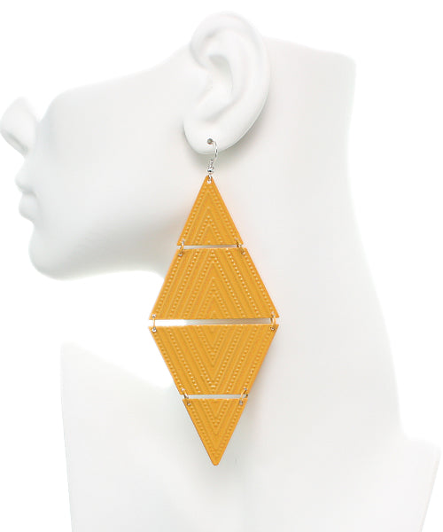 Yellow Inverted Triangle Link Earrings