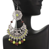 Yellow Brown Wooden Beaded Filigree Earrings