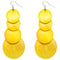 Yellow Wooden Round Disc Cascade Earrings