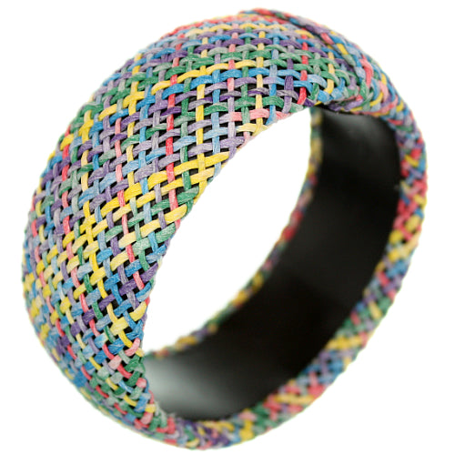 Yellow Multicolor Knit Woven Bangle Bracelet