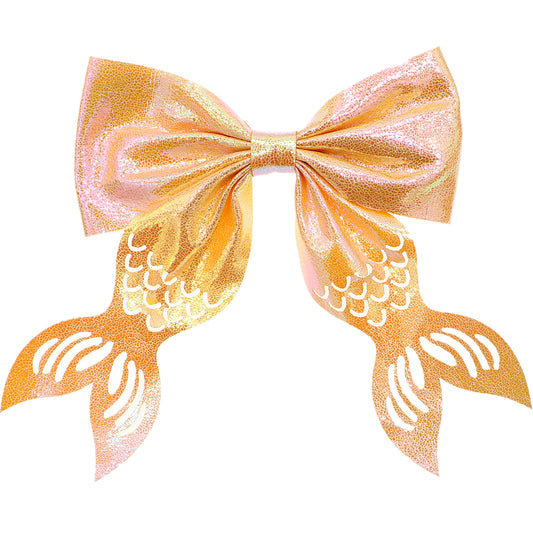 Orange Mermaid Tail Hair Bow Barrette